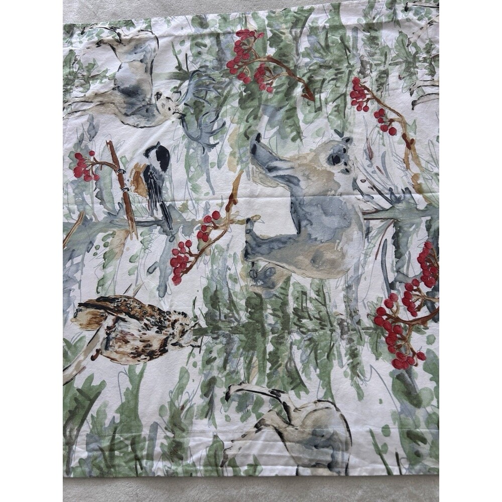Pottery Barn Winter Forest Oversized Euro Pillow Sham Watercolor Woodland Deer - Picture 3 of 5